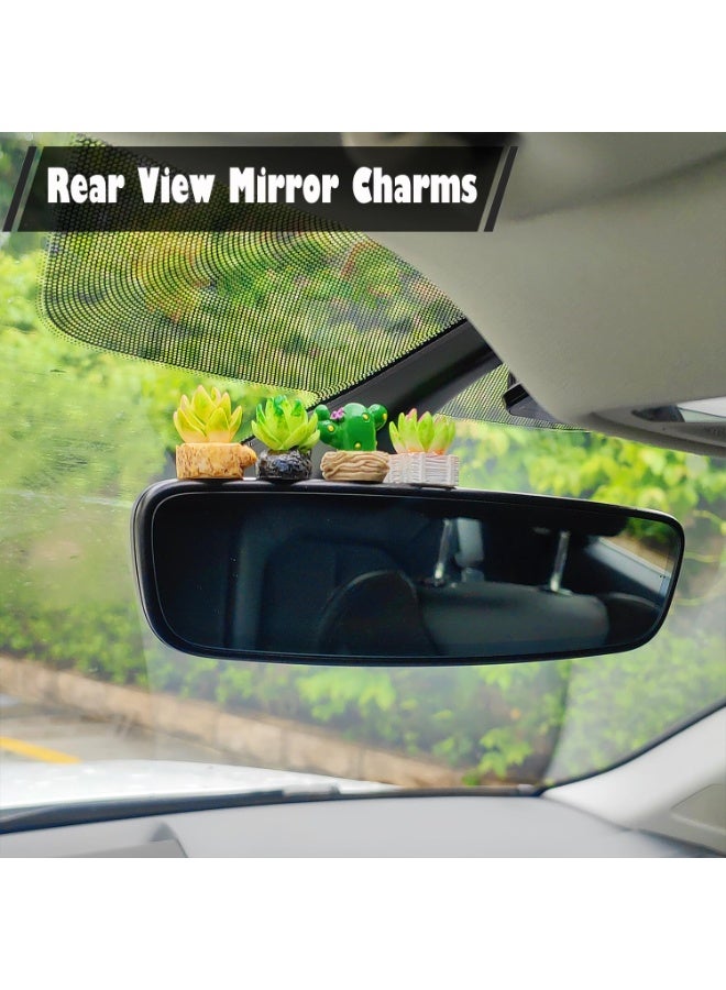 Bukela Succulents Ornament Dashboard Decorations, Cute Potted Plants Rear View Mirror Accessories Car Charms Interior, Dashboard Accessories Car Dash Decor Greenery for Center Screen - Image 3