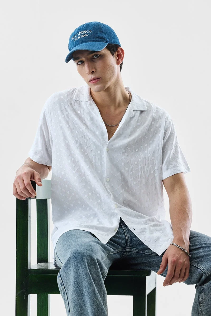 سنيتش White Textured Half Sleeve Boxy Shirt