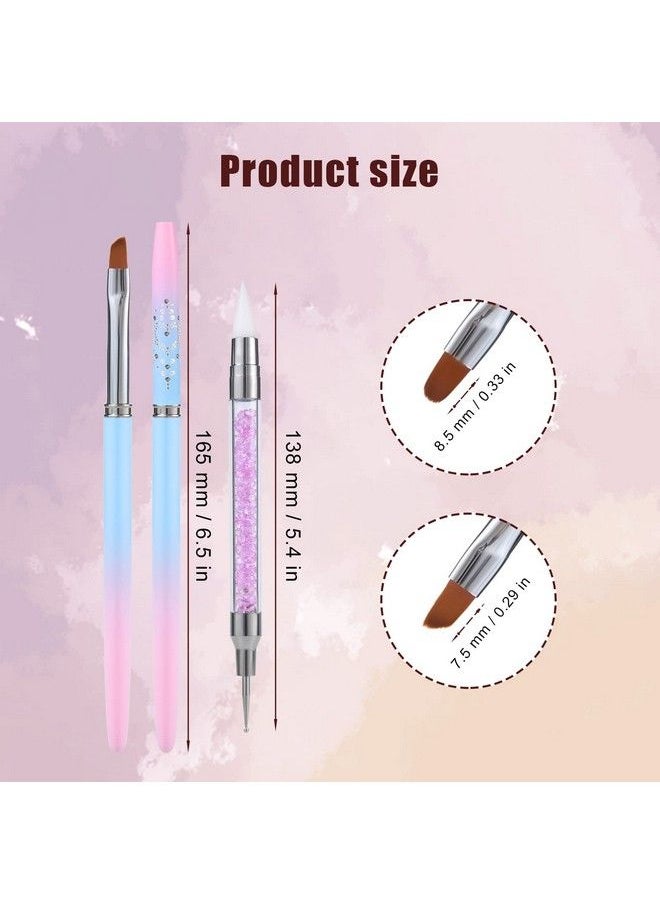 AIEX - 3Pcs Nail Art Clean Up Brushes Nails Painting Brushes Round & Angled Head Pen Silicone Nail Art Acrylic Pen Brushes Dotting Pen Nail Painting Tools For Nail Art Design Polish Mistake Cleaning - Image 1