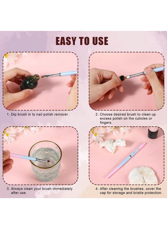 AIEX - 3Pcs Nail Art Clean Up Brushes Nails Painting Brushes Round & Angled Head Pen Silicone Nail Art Acrylic Pen Brushes Dotting Pen Nail Painting Tools For Nail Art Design Polish Mistake Cleaning - Image 1