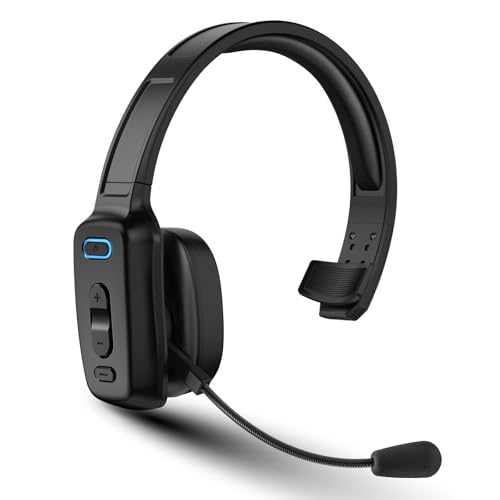 LEAYU Bluetooth Headset 60hrs AI Noise Canceling V52 Over Head Headphones Single Ear Trucker Wireless Headset with Mic Mute Button Multipoint for Phones PC Computer Truck Driver Office Work Black - Image 1