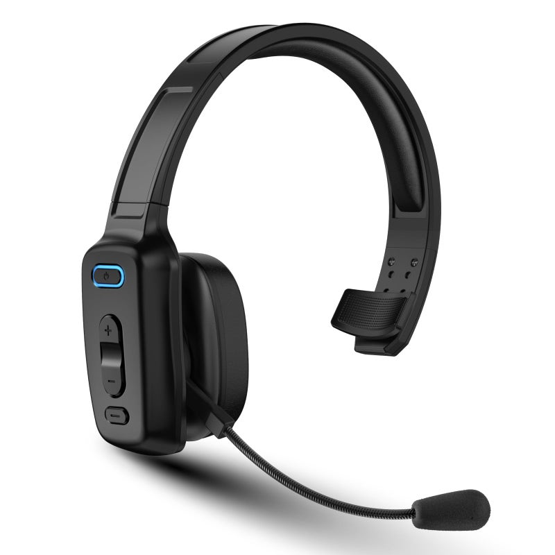 LEAYU Bluetooth Headset 60hrs AI Noise Canceling V52 Over Head Headphones Single Ear Trucker Wireless Headset with Mic Mute Button Multipoint for Phones PC Computer Truck Driver Office Work Black - Image 2