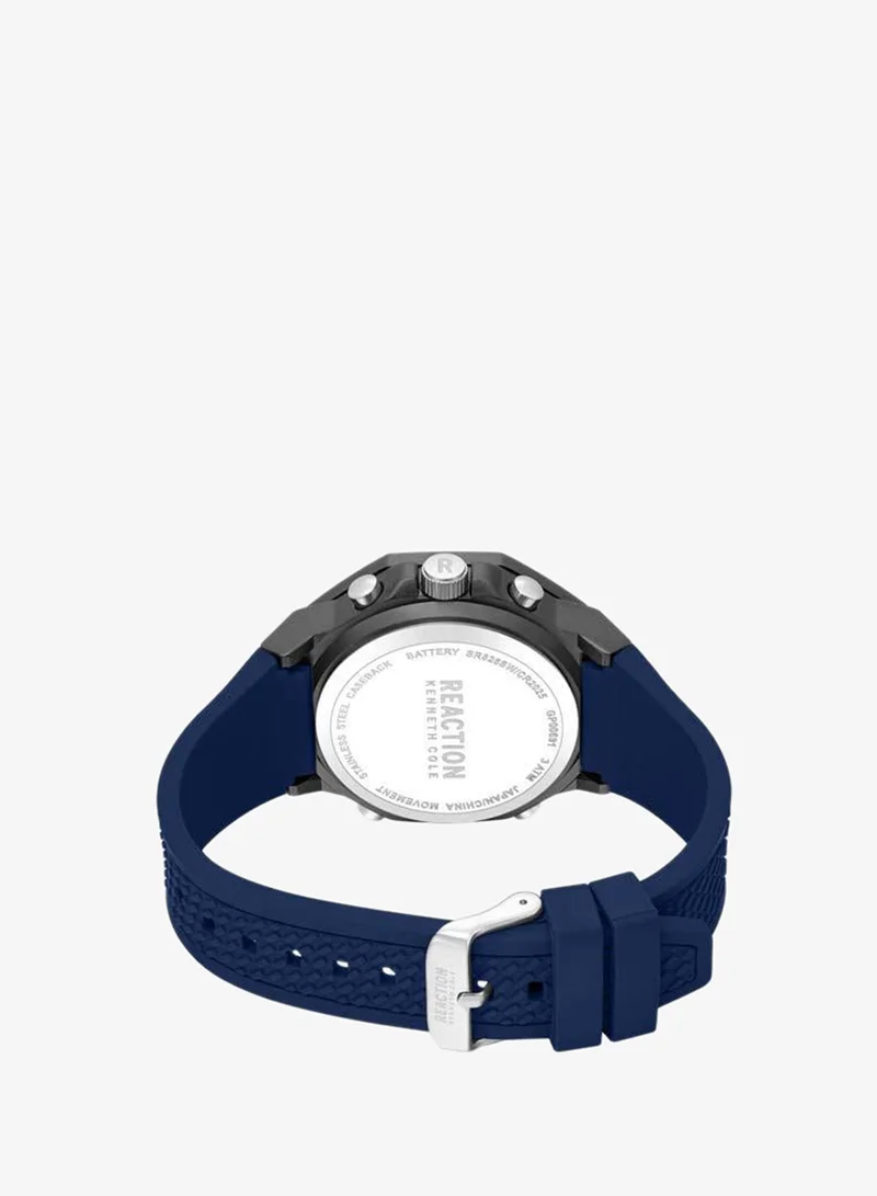 Kenneth Cole Reaction blue Grey Dial Blue Silicone Strap Analog-digital Watch for Men, 46mm for Men | Best Price UAE