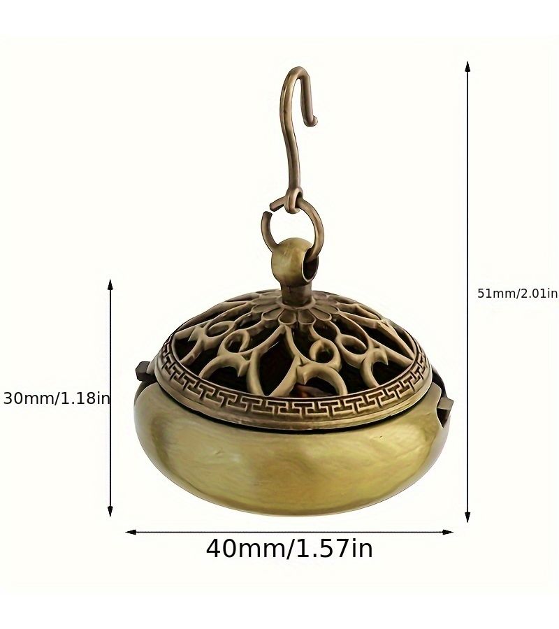 Small Incense Burner With Chains Zinc Alloy Chinese Hanging Holder Elegant Spiritual Home Decor For Living Room Office Temple Easy Installation Traditional Aesthetic - Image 5