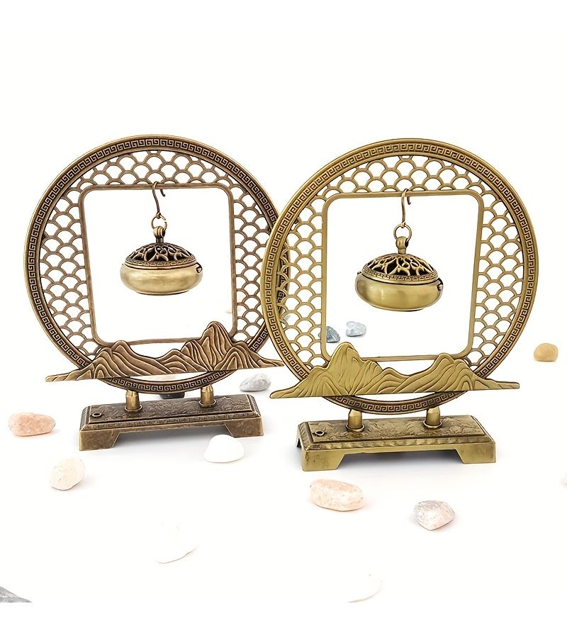 Small Incense Burner With Chains Zinc Alloy Chinese Hanging Holder Elegant Spiritual Home Decor For Living Room Office Temple Easy Installation Traditional Aesthetic - Image 2
