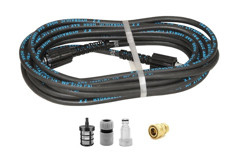 Digital Craft Hydraulic Pressure Washer Hose Pipe 2750PSI M2215 14mm High Pressure Washer Hose Spray Water Hydraulic Pressure Washer Pipe 8MTR3Pc Filter ConnectorPipe Joint Connector M22