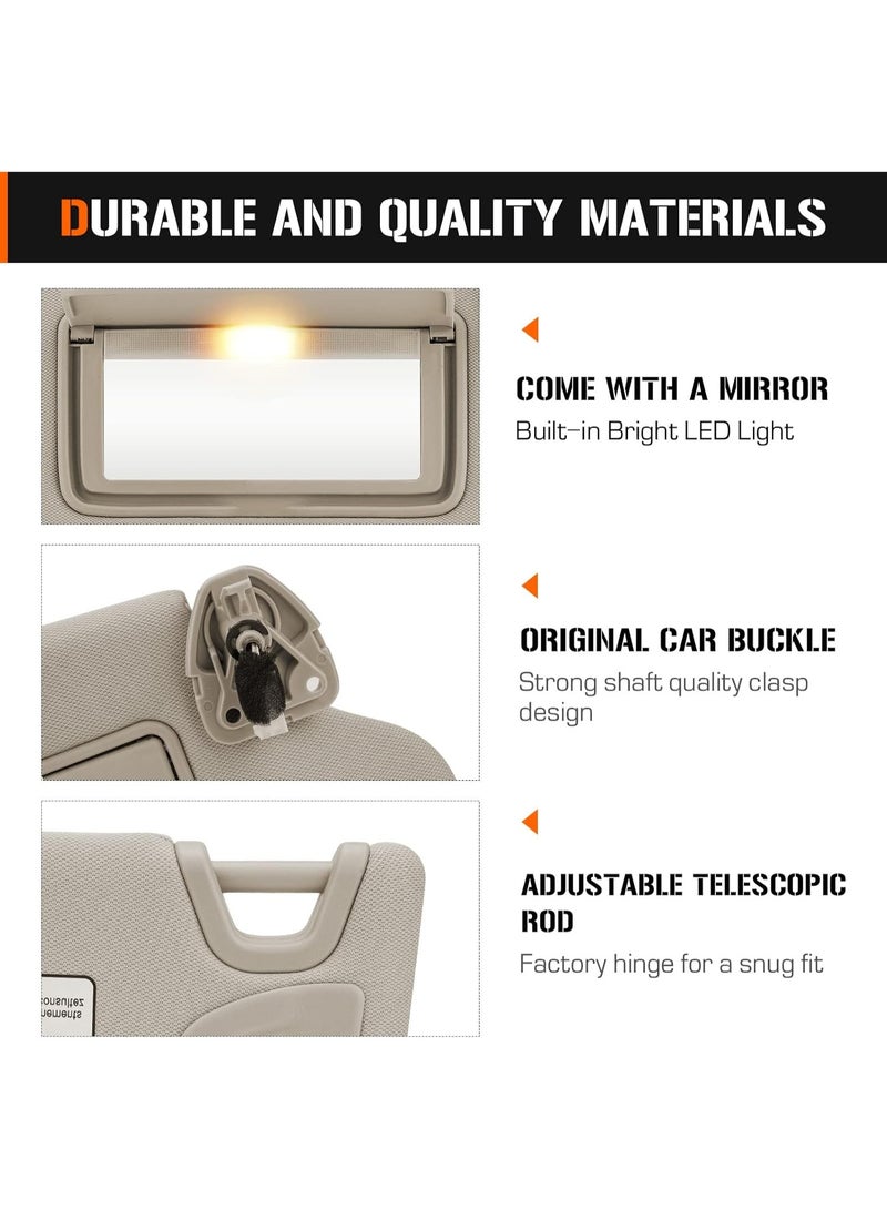 Sun Visor with Vanity Light for 2013-2018 Nissan Altima Without Sunroof, Left Driver Side Beige Sunvisor Replacement 96401-3TA2A - Image 3