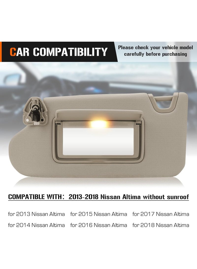 Sun Visor with Vanity Light for 2013-2018 Nissan Altima Without Sunroof, Left Driver Side Beige Sunvisor Replacement 96401-3TA2A - Image 5