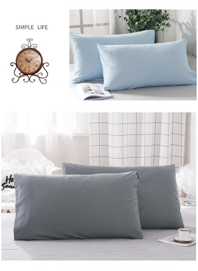 سيزنز غطاء وسادة فاخر بلون واحد من QBED، قطعتان، 50 × 70 سم، ناعم ومضاد للحساسية، للنوم الجيد (رمادي فحمي، 50 × 70 سم) - Image 3