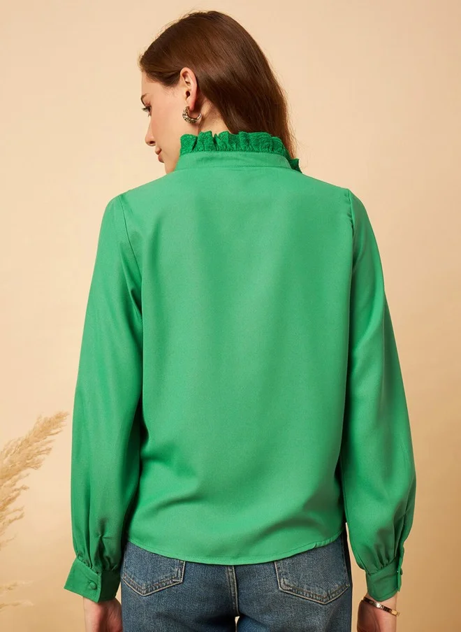 MINT STREET Mint Green Shirt Style Top for Women