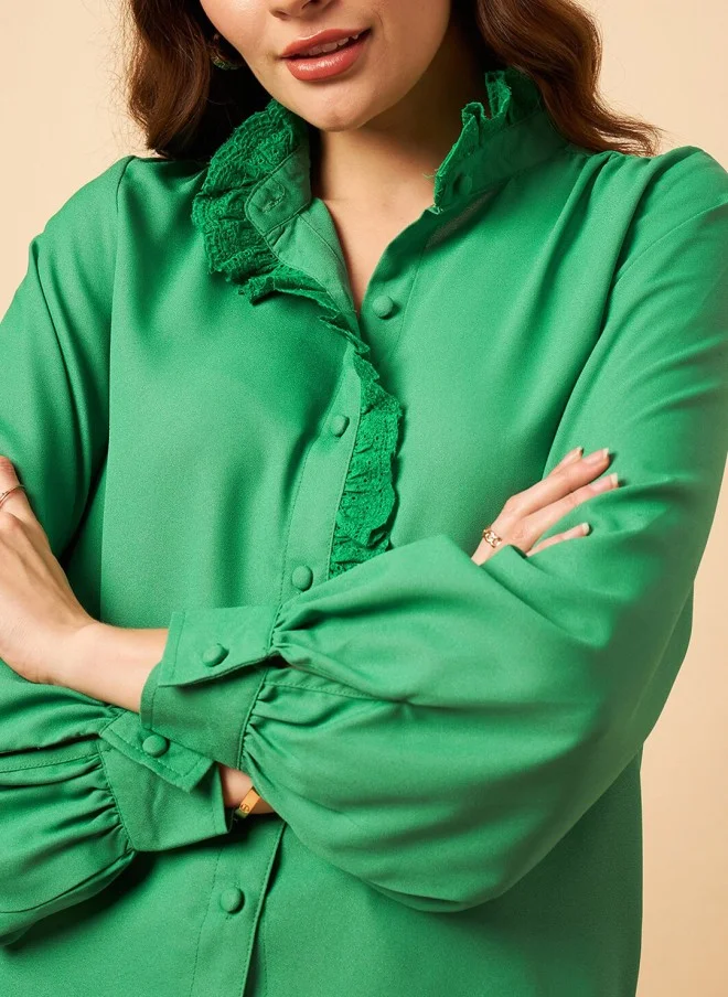 MINT STREET Mint Green Shirt Style Top for Women