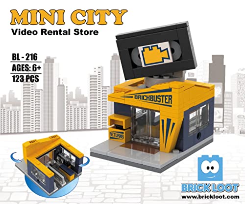 Brick Loot Mini City Video Rental Store Building Set 123Piece Retro Storefront Model Kit for Kids Ages 6 Compatible with Lego and Major Brick Brands - Image 5