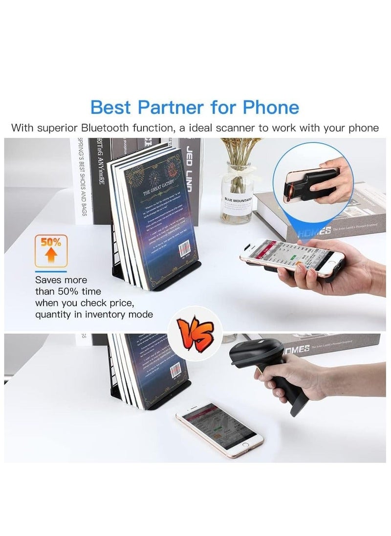 Generic - 2D QR Bluetooth Barcode Scanner, Wireless Adjustable Back Clip Phone Bar Code Scanner for 1D 2D Data Matrix Code Reader, Work with iPhone, Android, iOS for... - Image 1