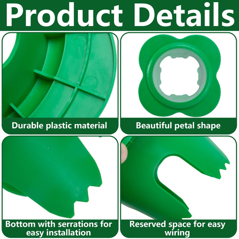 Adnee 12 Pcs Lawn Sprinkler Head Protector, 6 Inch Flower Shaped Sprinkler Donut with 3.8 Inch Inner Diameter, Green Outdoor Lawn Sprinkler Spray Guard to Reduce Damage from Cars and Mowers - Image 3