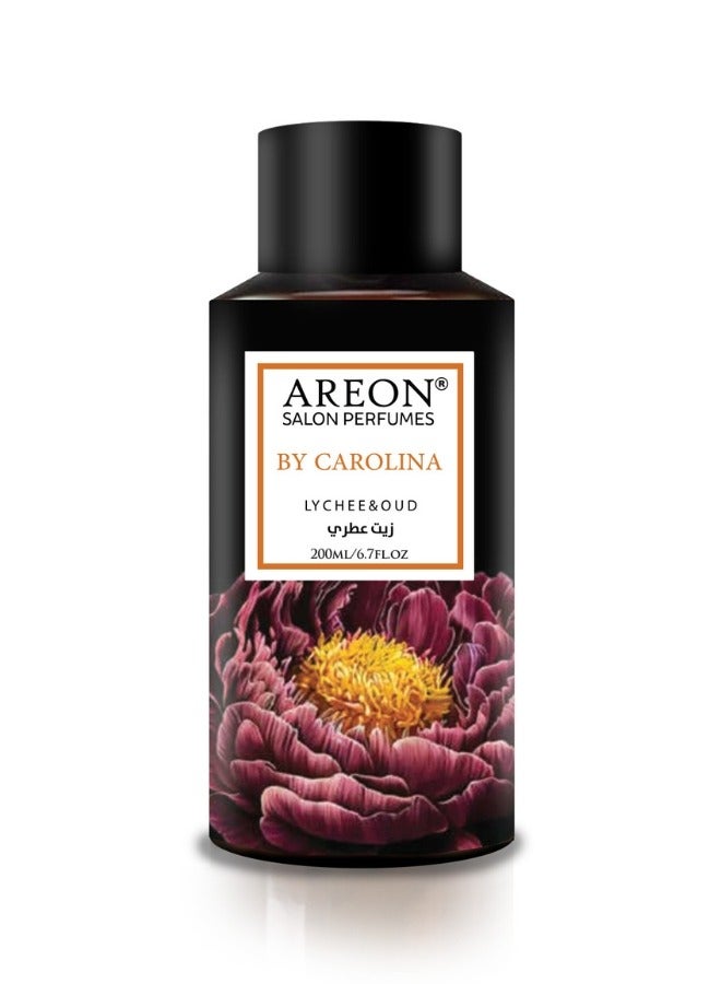 Areon Salon Perfumes 200ml Premium Fragrance Oil – Long-Lasting Scent for Salon, Home, Office & Diffuser – Elegant Decorative Bottle (Lychee & Oud)
