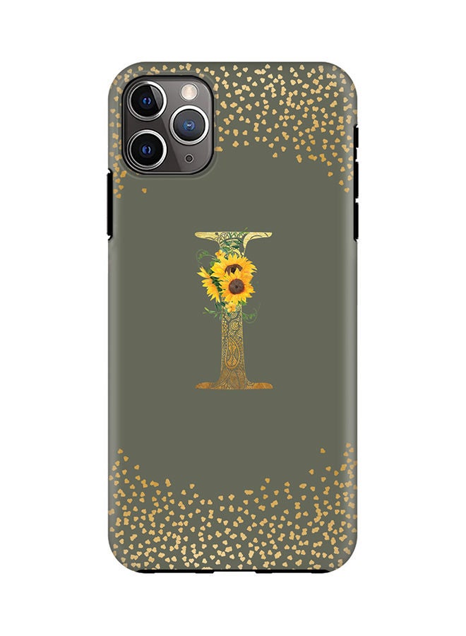 Stylizedd Monogram Tough Series for Apple iPhone 11 Pro Max Custom Initials Floral Mandala Pattern Tough Pro Dual Layer hybrid PC inner TPU protection Alphabet- I (Olive Green) - Image 1