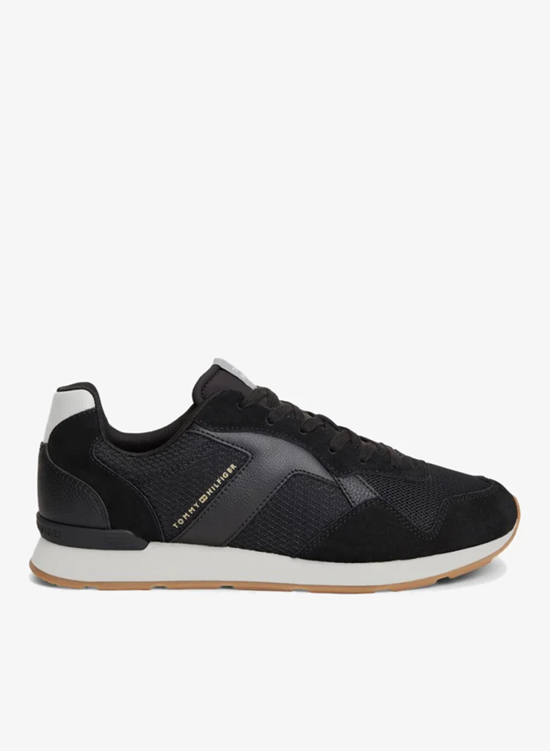 Logo Mixed Texture Trainers