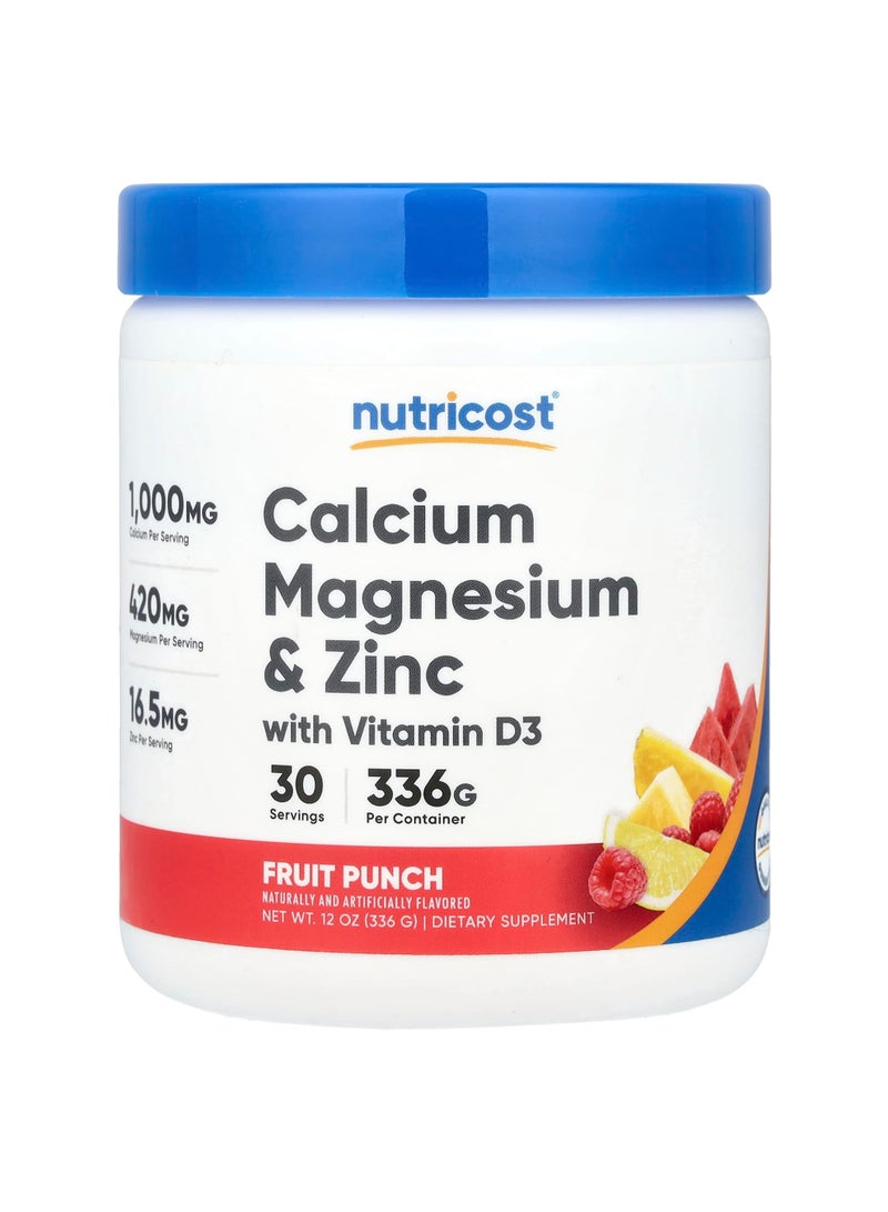 Calcium Magnesium & Zinc With Vitamin D3, Fruit Punch, 12 oz (336 g)