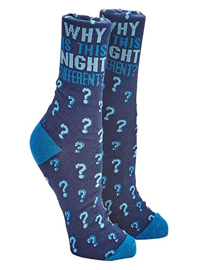 Rite Lite Passover Crew Adult Socks, Decor for Pesach Seder - Passover Gifts, Blue Passover Socks - Image 1