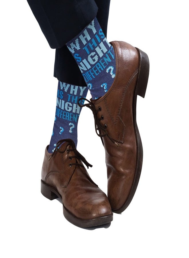 Rite Lite Passover Crew Adult Socks, Decor for Pesach Seder - Passover Gifts, Blue Passover Socks - Image 4