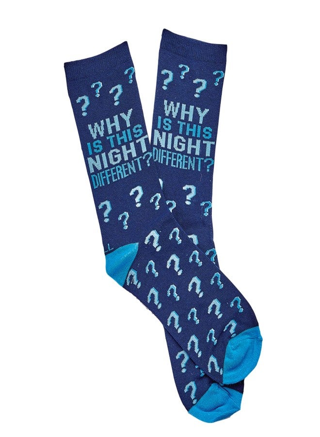Rite Lite Passover Crew Adult Socks, Decor for Pesach Seder - Passover Gifts, Blue Passover Socks - Image 2