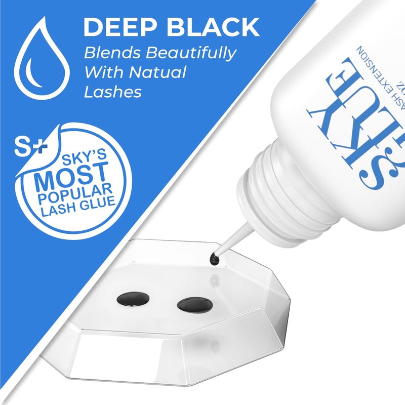 beau lashes زجاجتان من لاصق سكاي لتمديد الرموش S+ | لاصق أسود قوي للغاية لتمديد الرموش الاحترافية طويلة الأمد شبه الدائمة | يجف بسرعة / احتفاظ لمدة 7+ أسابيع 5 مل - قد يختلف التعبئة والتغليف - Image 4
