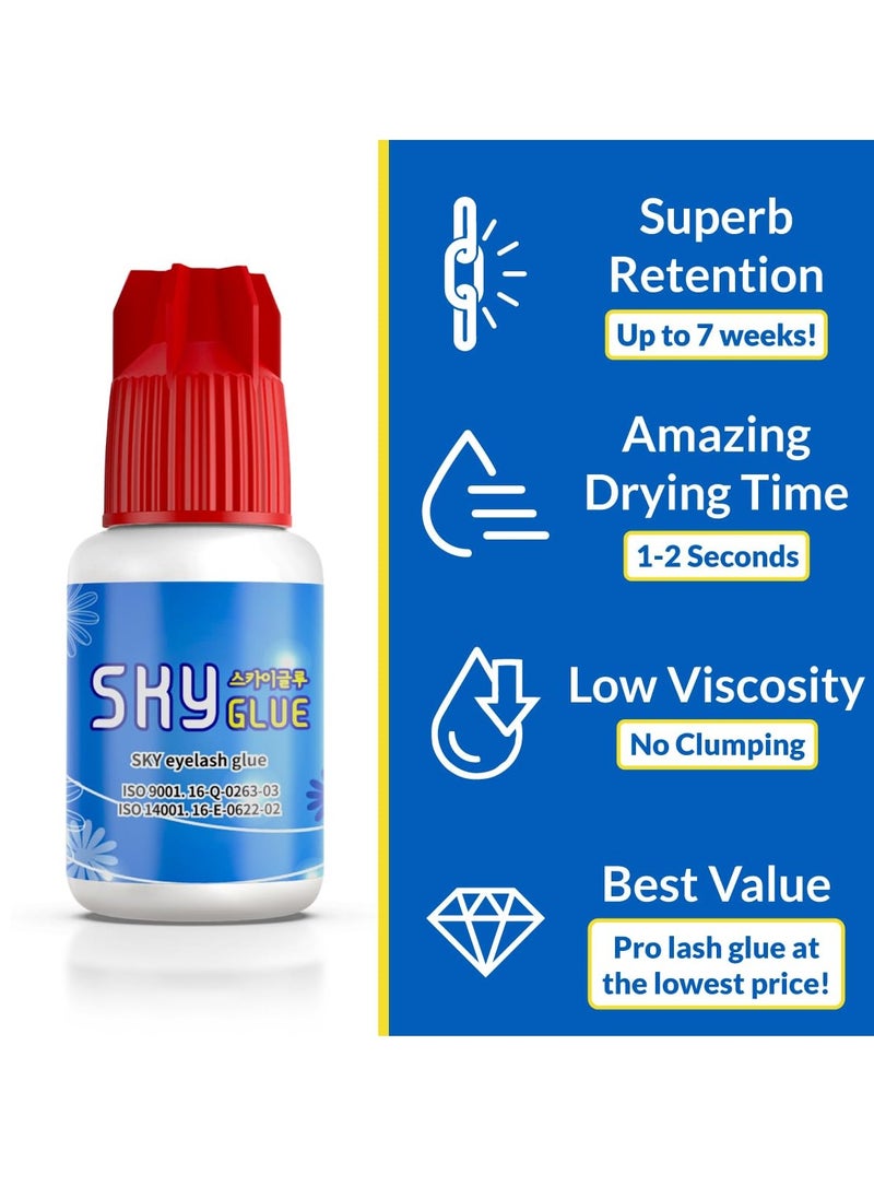 beau lashes 2 Bottles Sky Glue for Eyelash Extensions S+ | Super Strong Black Lash Extension Adhesive for Professional Long Lasting Semi Permanent Individual Lash Extensions | Fast Drying / 7+ Week Retention 5ml  - Image 4