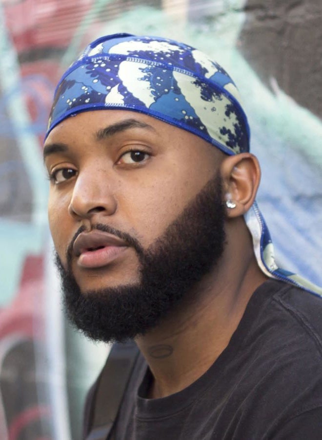 ForceWave 4PCS Silky Durags for Men 360 Waves, Designer Do Rag, Award 1 Wave Cap, Bluewave Blue Black Red, M - Image 4