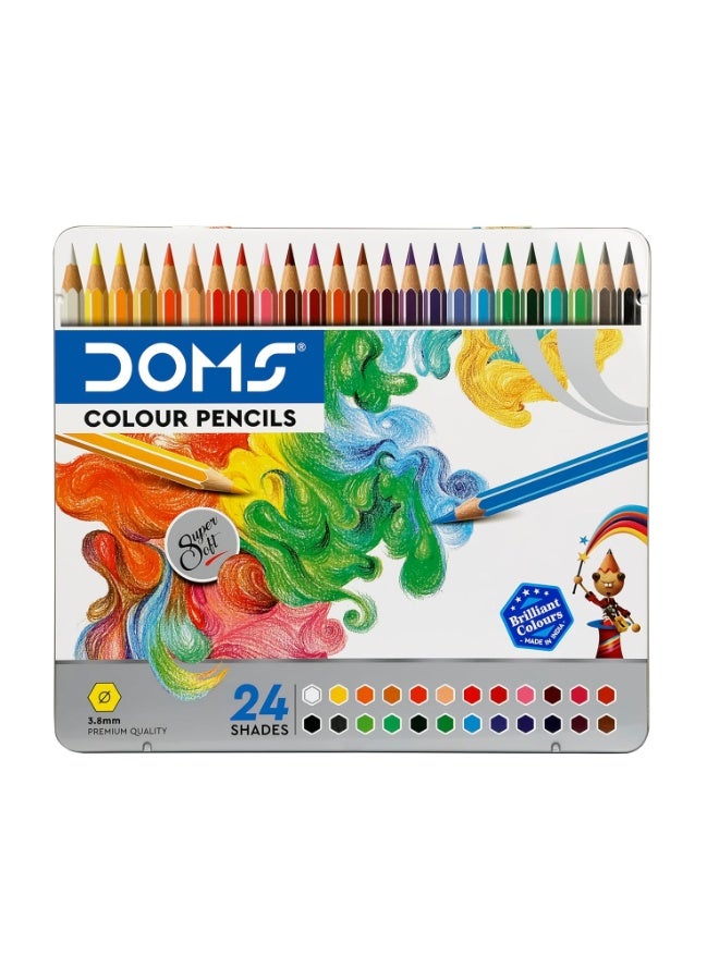 DOMS 24 Shades Super Soft Color Pencils Flat Tin Box|Smooth Color Application|For Blending&Experimenting Different Art Strokes|Non-Toxic&Safe For Childrens|Pack Of 1|Multicolor - Image 4