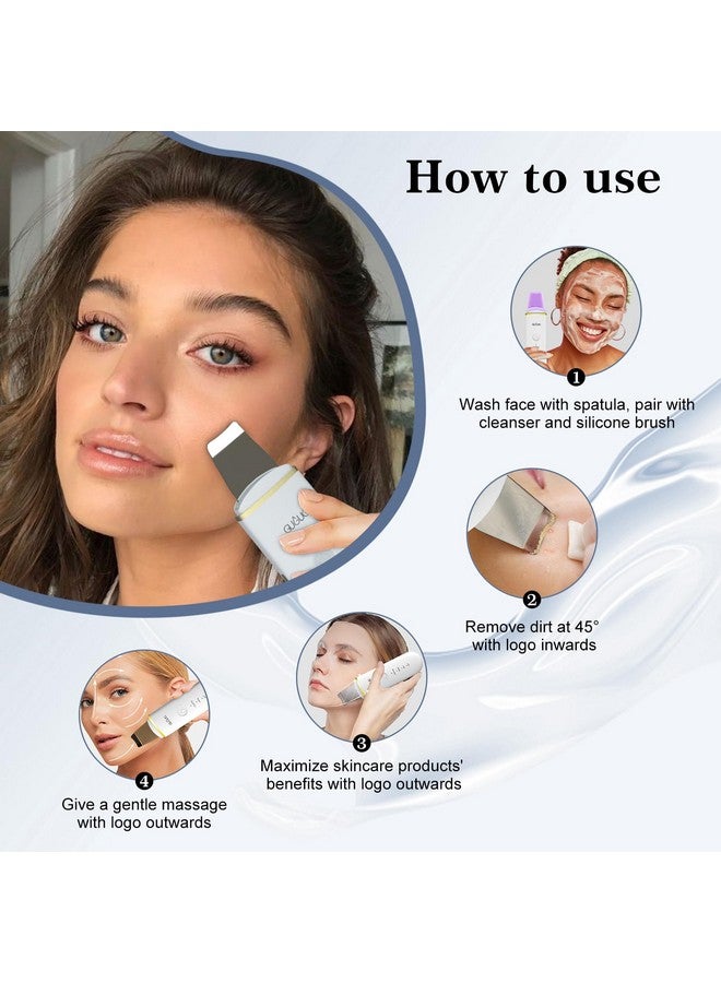GUGUG Skin Scrubber Face Spatula Skin Spatula Pore Cleaner Blackhead Remover Tools for Facial Deep Cleansing-4 Modes -White - Image 5