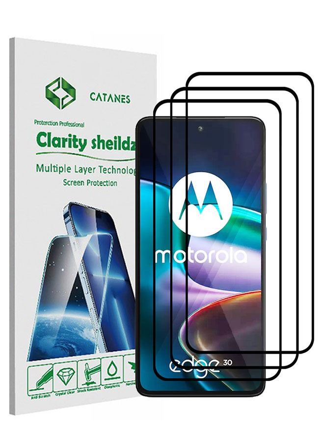 CATANES 3 Pack For Moto Edge30 Screen Protector Tempered Glass Full Glue Back - Image 1