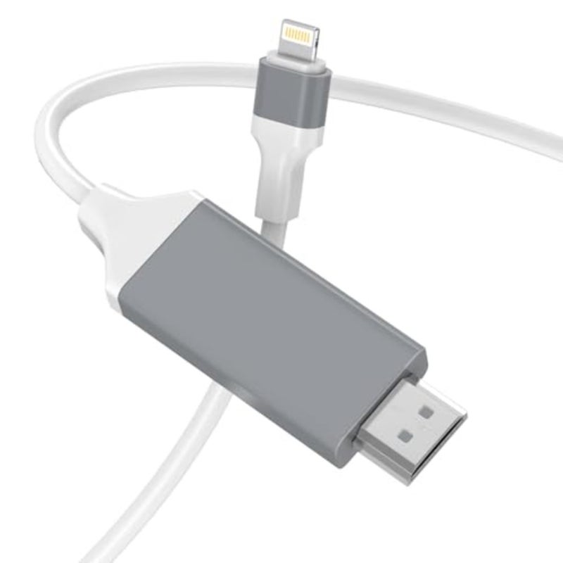 كابل محول Lightning إلى HDMI متوافق مع iPhone iPad، محول Lightning Digital AV بطول 2 متر، كابل موصل تلفزيون عالي الدقة 1080p مناسب لهاتف iPhone iPad iPod على شاشة عرض التلفزيون - Image 1