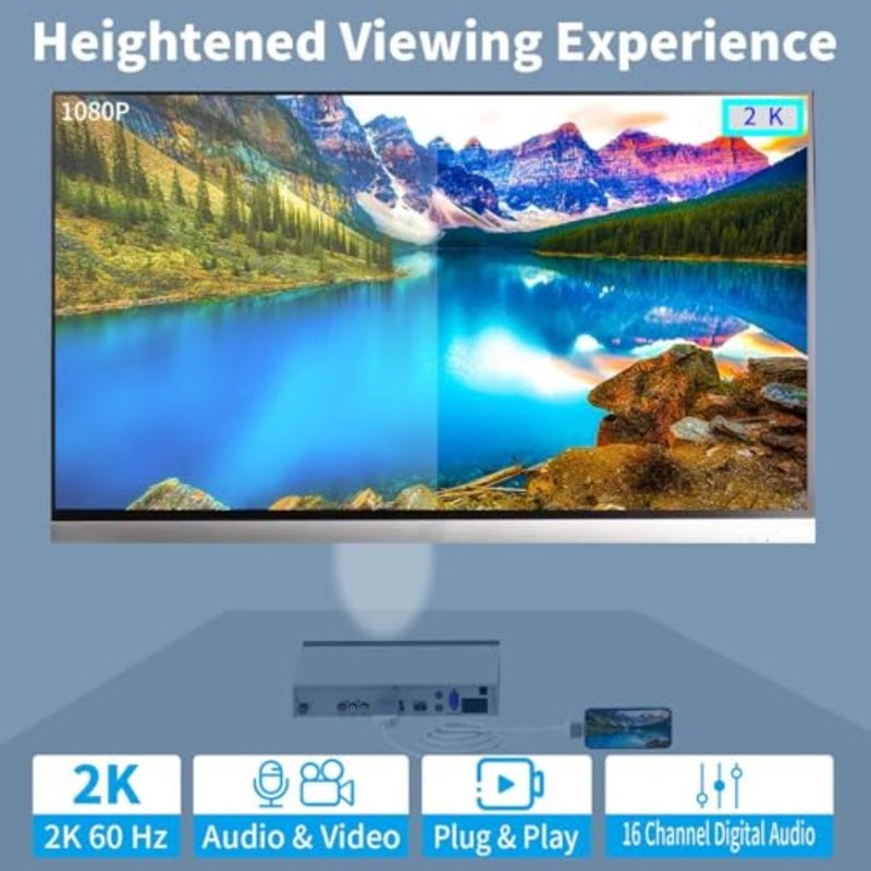 كابل محول Lightning إلى HDMI متوافق مع iPhone iPad، محول Lightning Digital AV بطول 2 متر، كابل موصل تلفزيون عالي الدقة 1080p مناسب لهاتف iPhone iPad iPod على شاشة عرض التلفزيون - Image 2