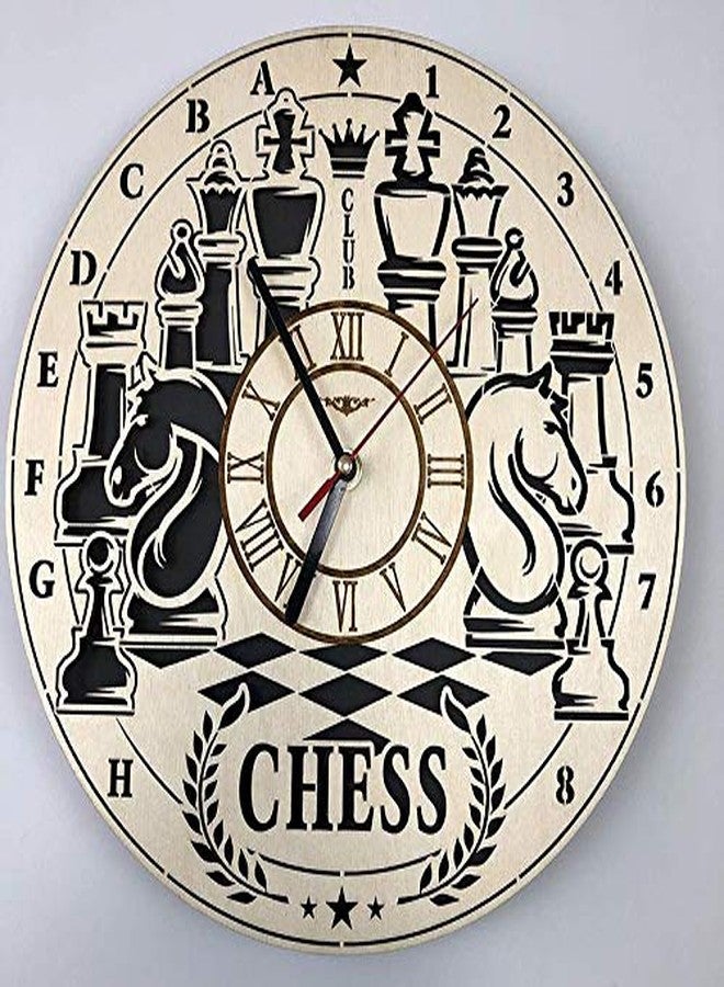 NABSTER Chess Wall Clock Made of Eco Friendly Wood - Unique Gift Idea and Home Decor - Great for Living Room Kitchen Bedroom - 12 Inch - Image 5