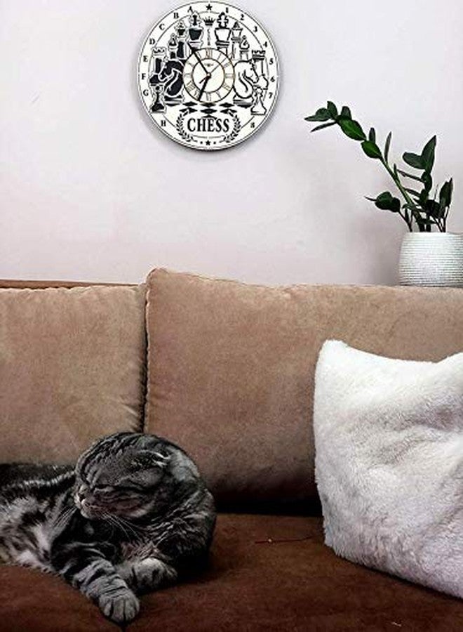 NABSTER Chess Wall Clock Made of Eco Friendly Wood - Unique Gift Idea and Home Decor - Great for Living Room Kitchen Bedroom - 12 Inch - Image 3