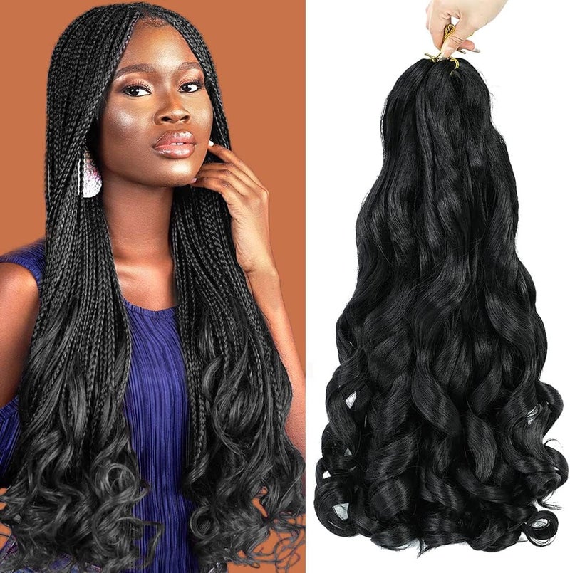 WIPPORYA French Curly Braiding Hair 24 Inch 6 Packs Black Loose Wave Bouncy Crochet Hair Pre Stretched 100g/pack Yaki Curly Braiding Hair for Black Women Hair Extensions (1B) - Image 1