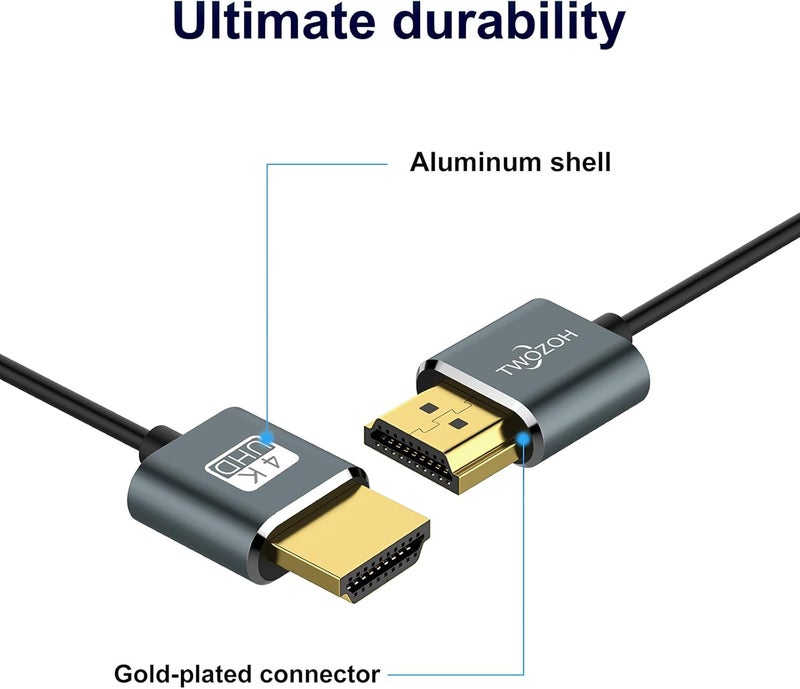 توزوه كابل توزوه النحيف 4K HDMI بطول 1 قدم عبوة من 10، كابل HDMI فائق النحافة والمرونة من HDMI إلى HDMI 2.0 يدعم 4K/60HZ 18gbps للكمبيوتر المحمول، الشاشة، PS5، PS4، Xbox One، Fire TV - Image 5