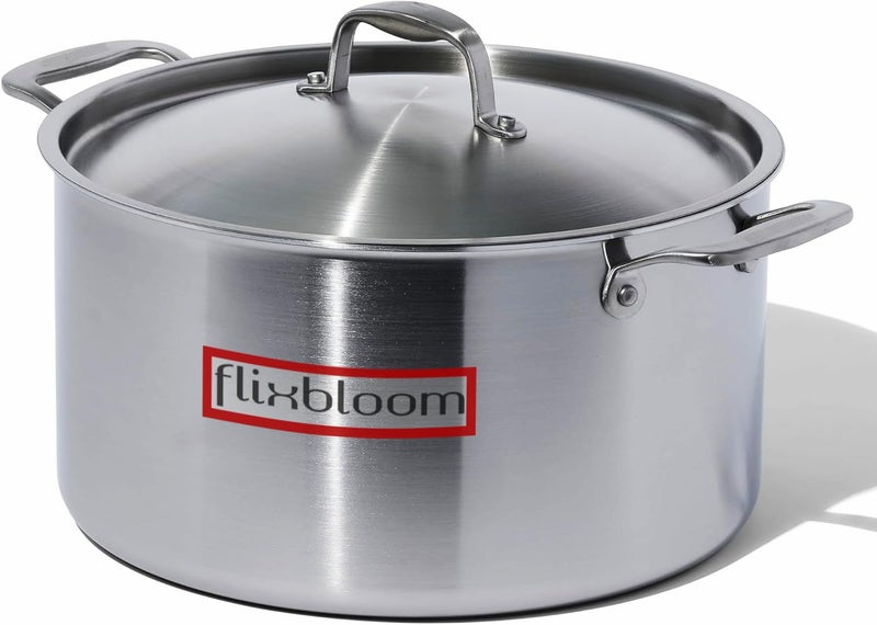 FLIXBLOOM Tricook 3.5 Litre Stainless Steel Triply (S.A.S) Induction Base Kitchen Cookware/LPG Friendly Deep Utensil Thick Guage Cook & Serve Casserole/Biryani Pot/Handi with SS Lid - Image 2