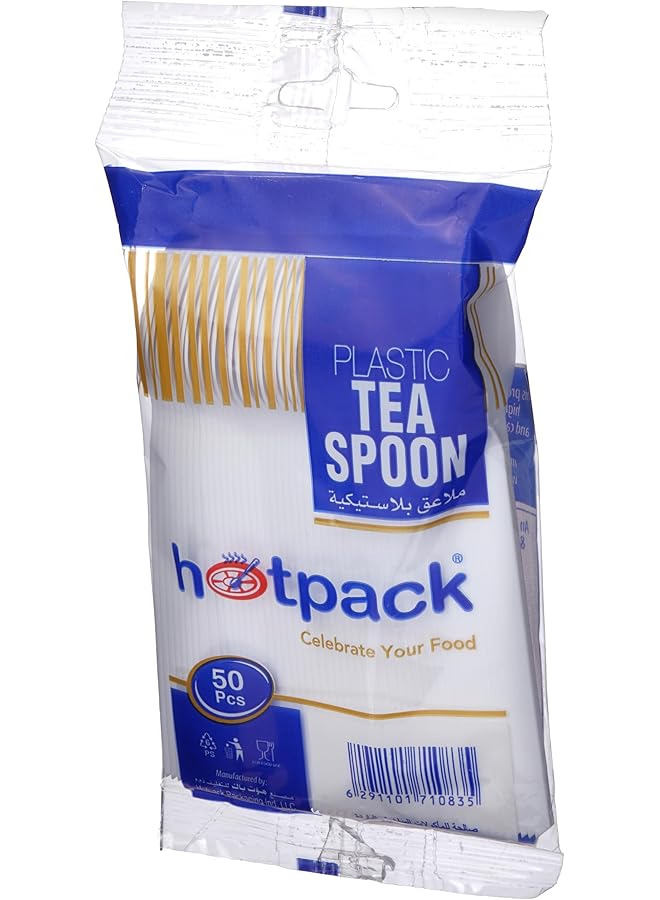 Hotpack Disposable Plastic Tea Spoon White 50Pcs - Image 1