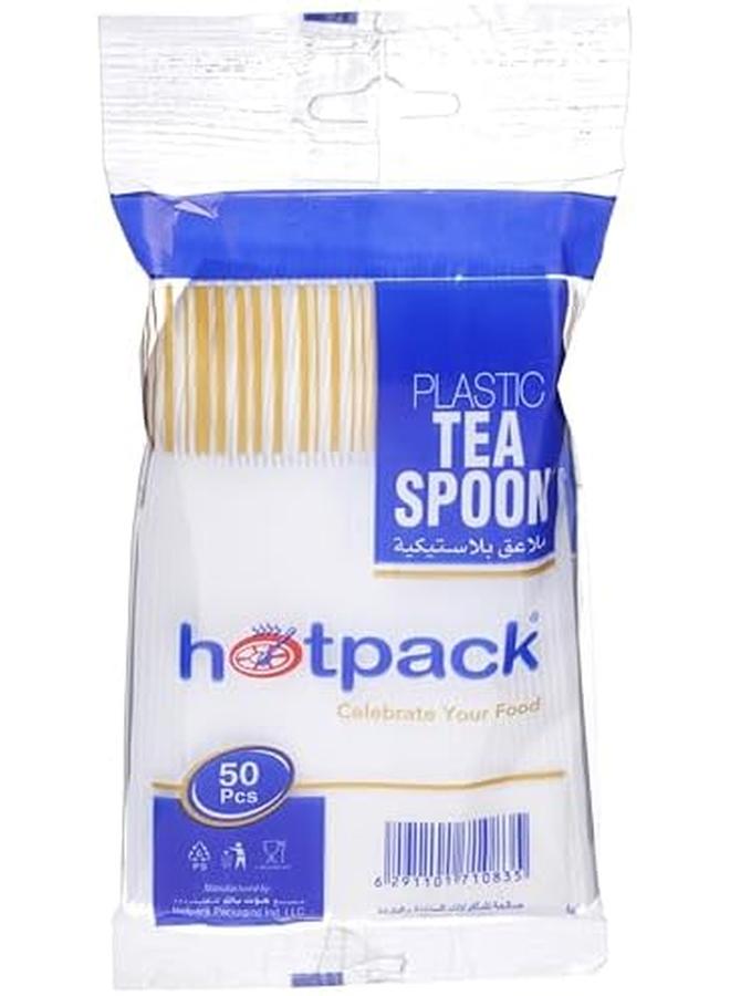Hotpack Disposable Plastic Tea Spoon White 50Pcs - Image 2