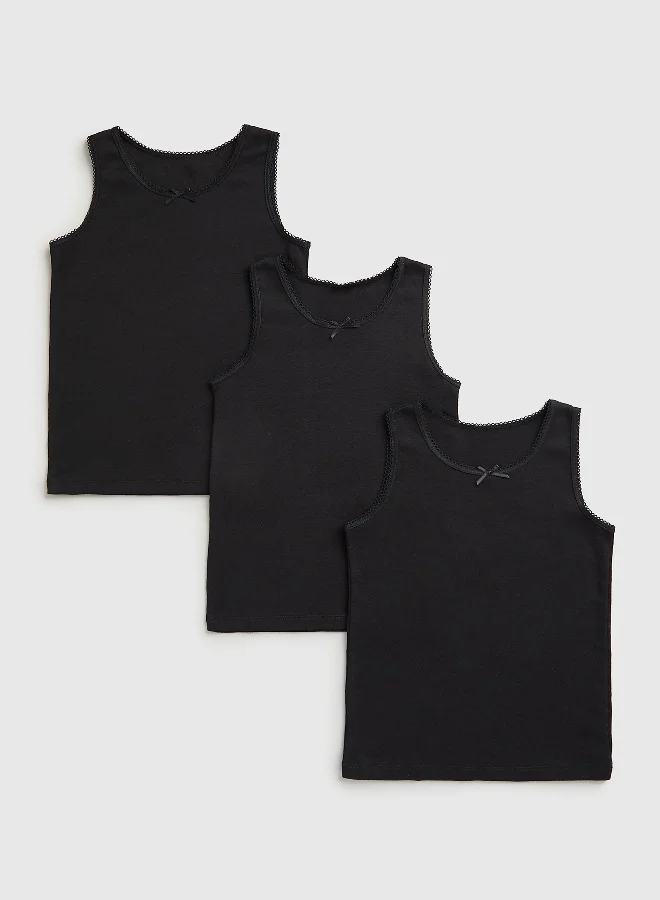 mothercare Black Sleeveless Vests - 3 Pack