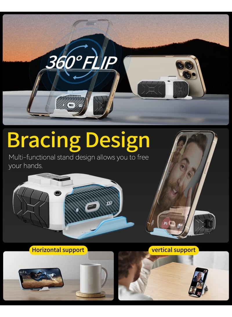 دكينج غطاء واقٍ لحامل AirPods Pro 3، مزود بمغناطيس مدمج ومتوافق مع غطاء AirPods Pro 3، فتح وإغلاق تلقائي بزر واحد، تصميم حماية شامل للجسم من السقوط، يدعم الشحن السلكي واللاسلكي، يأتي مع مشبك. أبيض - Image 3