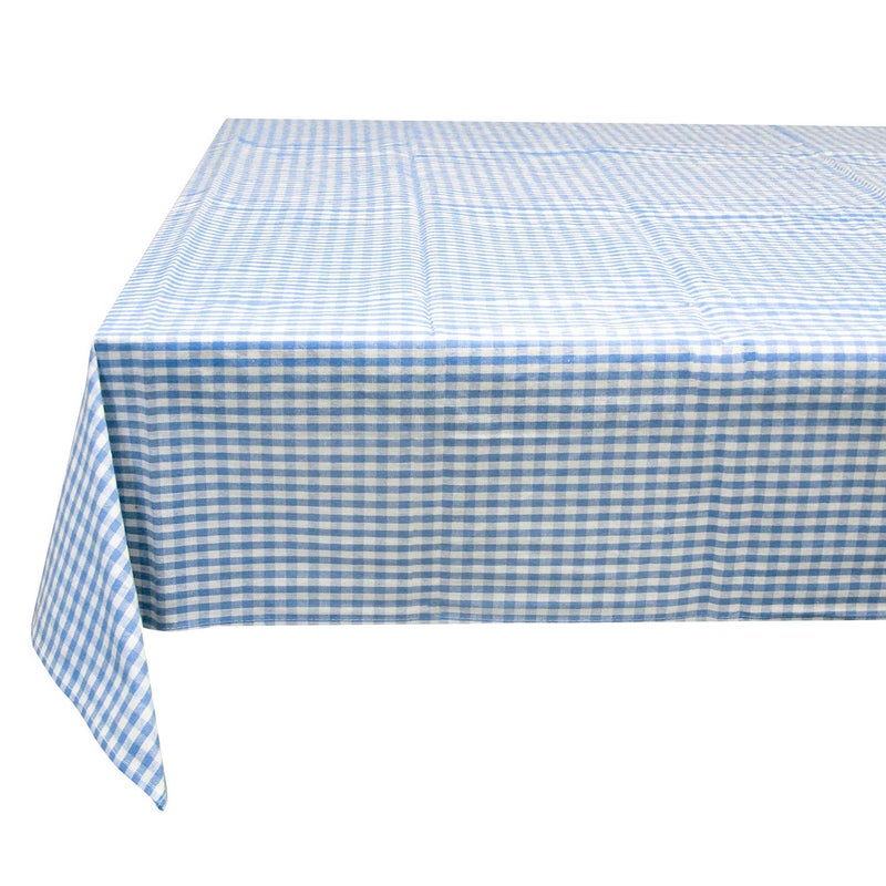 FUNLAVIE Printed Tablecloth Rectangular Tablecloth Overlay for Dinner PartiesOutdoor Picnics55 x 78 Inches Oblong Fabric Light Blue Gingham