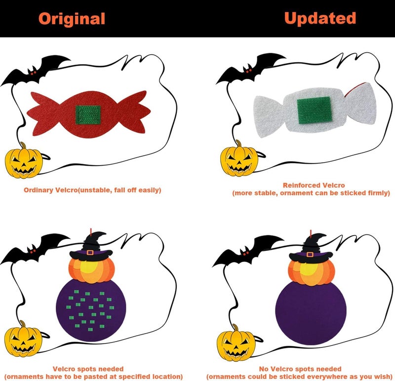 THAWAY DIY Halloween Felt Pumpkin Witch Hanging Decor Felt Crafts and Kits Adhesive Ornaments Halloween Party Favor Decorations Indoors Outdoors (2.8FT) - Image 5