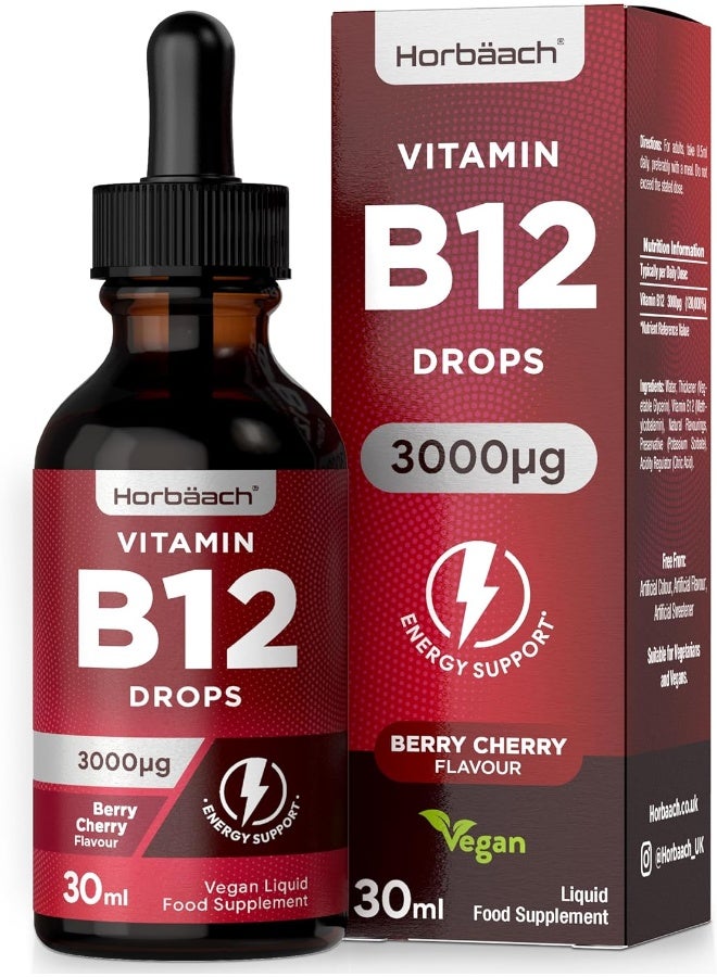 Horbäach Vitamin B12 3000UG Berry Cherry flavour 30ml - Image 1