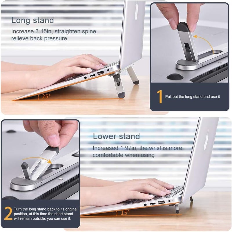 nediea Laptop Stand for Desk,Laptop Cooling Stand,Keyboard Riser, Ergonomic Laptops Elevator for Desk, Laptop Riser Compatible with MacBook Air Pro, with Dell, with HP, More 10-15.6” Laptops - Image 2