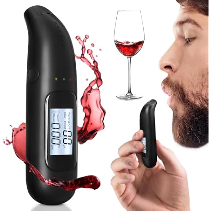 rayihni Breathalyzer, Breathalyser Police Accurate with Digital Blue LCD Display, with USB Battery, Professional Alcohol Meter, Mouthpieces Unnecessary, for Use at Home or at Parties - Image 2