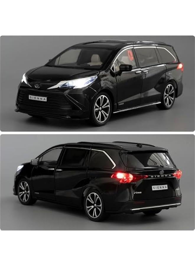 1:24 Sienna Car Model, Pull Back Diecast Toy Car with Sounds＆Lights for Kids Boys Girls and Adults, Gift Black  - Image 5