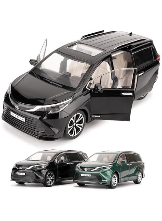 1:24 Sienna Car Model, Pull Back Diecast Toy Car with Sounds＆Lights for Kids Boys Girls and Adults, Gift Black  - Image 1