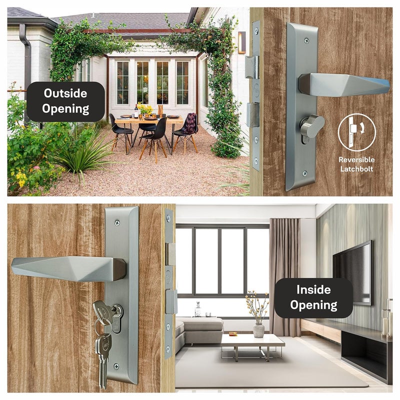 Yale Mortise Door Lock Handle Set Premium Door Locks for Main Door with 3 Keys | Door Handle Lock for Bedroom/Home/Office/Hotel Suitable for Left & Right Handed Doors (SM-01-02, Satin Steel) - Image 5
